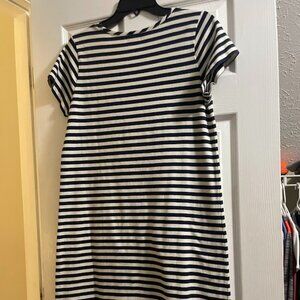 Kate Spade Mini Dress Ruffle Rosette Front Stripe Navy Blue
